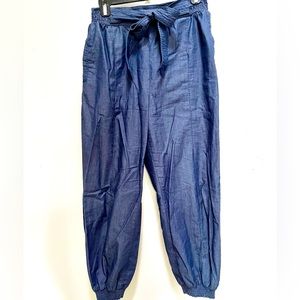 Anthropologie Tie Front Denim like Joggers Size M